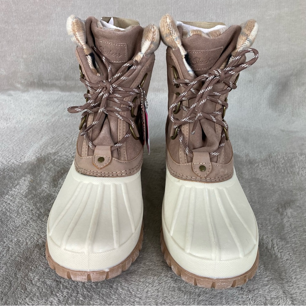 Skechers Windom Boots Womens Size 8 Tan Waterproof Duck Snow Winter Faux Fur NEW - Picture 5 of 13